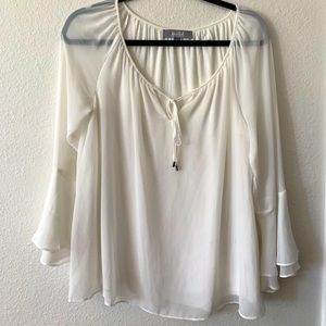 Marled Reunited Clothing White Longsleeve Blouse